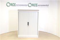 Silverline1350H x 1000W x 500D Silverline tambour door cupboard in grey 
